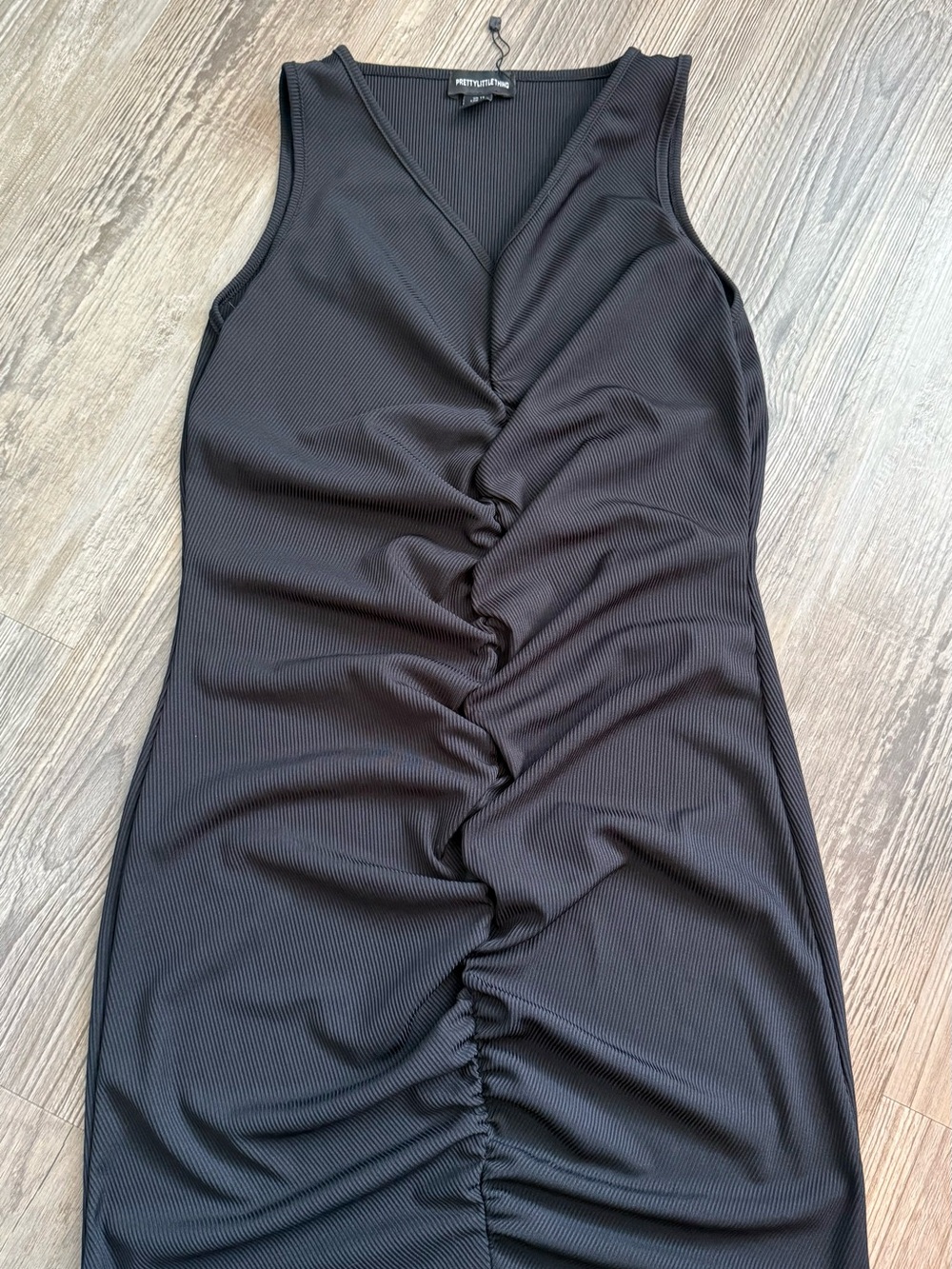 PrettyLittleThing Black Ruched Mini Dress